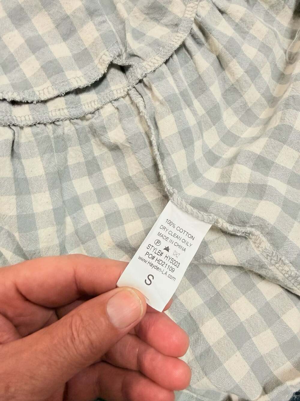 Cottagecore Country Hayden Los Angeles Women's Small Gray Gingham Plaid V-Neck S - Picture 8 of 8